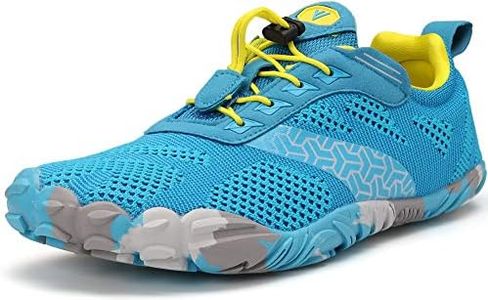 WHITIN Men's Trail Running Shoes Minimalist Barefoot Five Fingers Wide Toe Box Size 10 Gym Workout Fitness Zero Drop Minimus FiveFingers Light Blue 43