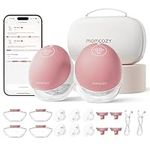 Momcozy Hands Free Breast Pump Mobile Flow | M9 Upgrade, Electric & App Control, Personalized Multi-Modes & 15 Levels, Wearable Pump Breastfeeding, 24mm (Cozy Red, 2 Count)