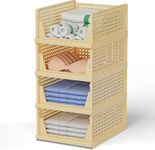 JEYANG Foldable Plastic Wardrobe Organizer - Stackable Storage Solution for Clothes, Ideal for Bathroom, Kitchen, and Bedroom Use (Pack of 12, Yellow)