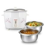 Prestige Delight PRWO-1.5-2 Double Pot Electric Rice Cooker(1.5 liter For Rice-Open Type, White, With Aluminium Cooking Pan-2 Units 3.5 L Pan Volume, 500 W)