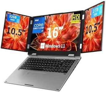 KOOFORWAY Triple Screen Laptop,16” Main + Dual 10.5” Monitors, Core i7-1270P, 32GB RAM,2TB SSD, Windows 11 Pro,Wi-Fi 6,BT 5.2,Face & Fingerprint Unlock,USB-C,HDMI for Business/Design/Stock Trading