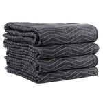 US Cargo Control Moving Blankets Heavy Duty 80"x72" MBSUPREME95 Supreme Mover (95 lb/Doz Weight), Large Quilted Moving Packing Blanket, Furniture Pads, Machine Washable, Moving Blankets 4-Pack, Black