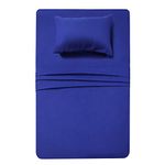 3 Piece Bed Sheet Set (Twin,Royal Blue) 1 Flat Sheet,1 Fitted Sheet and 1 Pillow Cases,Super Soft Brushed Microfiber 1800 Luxury Bedding,Deep Pockets &Wrinkle,Fade Resistant by Best Season