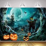 Halloween Banner, Halloween Party Decorations, Large Fabric Halloween Backdrop Banner, Realistic Halloween Photo Booth Background for Scary Halloween Party Supplies Indoor Outdoor Garden Door Wall