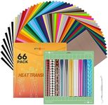 HTVRONT Heat Transfer Vinyl Bundle - 66 Pack 12x10in Iron on Vinyl for t Shirts, 40 Assorted Colors HTV Vinyl with Teflon Sheet, Standard Sticky Cutting Mat, Weeding Hook