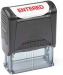 Self Inking Rubber Stamp, Refillable Red Ink Preinstalled - (9/16" x 1-1/2") (Entered)