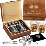 Uauxpe Whiskey Glass Gift Set, Whisky Gift Set, 8 Reusable Whiskey Chilling Stones, 2 Glasses, Handmade Wooden Box, Whiskey Glasses Set of 2, Gift for Men, Dad, Husband, Birthdays, Whiskey Lovers