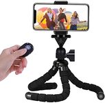 Phone Tripod,Flexible Mini Tripod Travel Stand Holder with Bluetooth Remote Shutter for iPhone Samsung Smartphone and Digital Camera