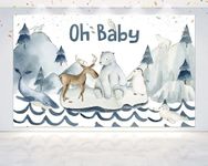 Arctic Animals Baby Shower Oh Baby Backdrop 5x3 FT - Frosty Charm for Your Precious Celebration!