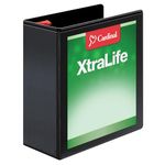 Cardinal 3 Ring Binder, 4 Inch Heavy Duty XtraLife Binder, Locking Slant-D Rings, Crack-Resistant Cover & Spine, ClearVue Covers, Holds 890 Sheets, Black (26341)