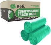 Reli. Compostable Trash Bags 33 Gallon | 40 Count | ASTM D6400 | Compost Trash & Leaf Bags 30, 32, 33 Gallon Large | Eco-Friendly Garbage Bags (33 Gal)