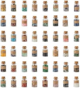 KHOCOEE 48pcs Different Crystals and Healing Stones, Gemstone and Crystals Bottles, Chakra Healing Crystals for Witchcraft, Great Choice for Gift, Collection and Home Decor