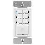 Enerlites HET06-W Countdown Timer Switch, Fan Switch Timer, Timer Switch for Lights, Bathroom Timer Switch, Wall Switch Timer, 5 min–4 hrs