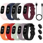 Lijinlan 10 Pack Replacement Bands Compatible with Garmin Vivosmart 5, Soft Silicone Sport Fitness Strap for Vivosmart5 Wristband with Charging Cable Dust Plug Women Men (Small, 10-Pack)