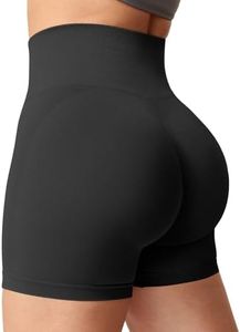 YEOREO Women Seamless Scrunch Workout Shorts High Waisted Intensify Running Gym Yoga Workout, Black, Medium