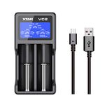 XTAR VC2 18650 Battery Charger 2 Slot 3.7 Volt Battery Charger for Rechargeable 10440 16340 26650 18650 Batteries 18650 Battery and Charger Universal LCD Display 0.5A Charging Current Battery Charger