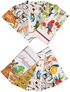 10 Pcs Australia Tea Towel Cotton Printed Koalas Kangaroo Flower Animal 48x80cm Dishtowel Set for Kitchen Coffee Dining Table Afternoon Tea (Random Patterns)
