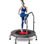 KeppiFitness 40'' Mini Fitness Trampoline for Kids and Adults, 400LBS Foldable Exercise Rebounder for Indoor and Outdoor Workouts, Adjustable Handle with Level 4 Height