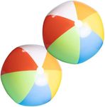 Top Race Giant Inflatable Beach Balls 42 Inch Large Pool Ball | Beach Summer Parties, and Gifts, Pool Balls for Swimming Pools | 2 Pack Blow Up Rainbow Color Beach Balls (2 Balls)