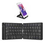 Samsers Foldable Bluetooth Keyboard - Portable Wireless Keyboard with Stand Holder, Rechargeable Full Size Ultra Slim Folding Keyboard Compatible IOS Android Windows Smartphone Tablet and Laptop-Black