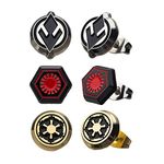 Star Wars: The Rise of Skywalker, Unisex Adult, Star Wars Episode 9 Sith, First Order & Imperial Symbol Enamel Stud Earrings Set (3 Pairs), Black, Red, Yellowgold, One Size, One Size, ['base metal'],