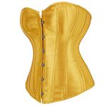 Hengzhifeng Corsets for Women Gothic Satin Classic Bustiers Top Plus Size (US 6-8,Yellow)