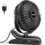 BESKAR USB Powered Clip on Fan, Portable Small Fan with Cord, 3 Speeds Strong Airflow, Personal Fan with Sturdy Clamp, Quiet Desk Fan & Clip Fan