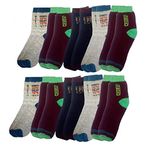 Krystle Men's Cotton Ankle Socks (Multicolour, Free Size) - Pack of 10