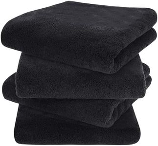 KinHwa Serviettes Essuie Main Salle de Bain Microfibre, 40x76cm, Lot de 4, Ultra Absorbent Serviette invité, Super Doux Serviette Noir