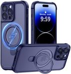 MOCCA Design for iPhone 14 Pro Case with Magnetic Invisible Stand [Full Camera Protection] [Compatible with Magsafe] Military Drop Shockproof Translucent Matte Phone Case Cover 6.1",Deep Blue
