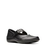 Clarks Collection Women's Cora Gema Mary Jane Flat, Black Leather, 8 Wide US