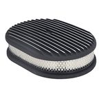 12in Air Cleaner Oval,Full Finned Air Cleaner Aluminium Alloy Black Air Filter Assembly Kit 5 1/8in 4 Barrel Opening Carburetors