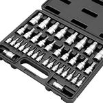 HORUSDY 36-Piece Hex Bit Socket Set, Metric & SAE Allen Key Sockets Combination 1/2", 3/8", 1/4" Drive S2 Steel with Adapters and Storage Case