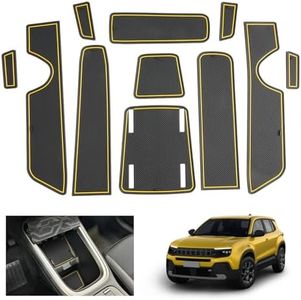 GAFAT J eep Avenger 2023 2024 Alfombrillas Antideslizantes, Avenger EV Alfombrillas de Goma para Consola Central, Costura de Puerta, Compatible con Jeep Avenger Accesorios (Amarillo)