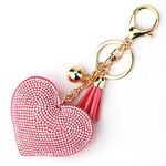 LCHULLE Bling Glitter Keychain Crystal Rhinestone Love Heart Design Key Ring Super Fashonable Keyring Charm Pendant Purse Bag Durable Metal Key Holder Jewellery Key Buckle for Women Girl, Pink