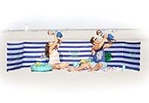 BEACH FENCE Premium 20 ft Beach Windscreen, Privacy Screen, Wind Blocker - Original Nautical, Free Rubber Mallet and Carry Bag Included