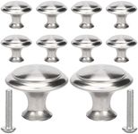 nutmanel 10pcs Zinc Alloy Cabinets Knobs Handles, Round Silver Drawer Knobs for Old Kitchen and Cupboard Makeovers, Silver