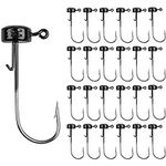 Ned Rig Fishing Jig Heads Baits, 25pcs Crappie Mushroom Jig Hooks for Soft Lures 5 Colors (Black, 1/6oz)