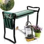 BLOSTM 2 in 1 Garden Kneeler and Seat - Foldable, Portable Garden Kneeling Pad & Garden Stool with Handles, Thick Soft Foam Cushion, High Load Capacity (Up to 150kg) - With Pouch for Gardening Tools