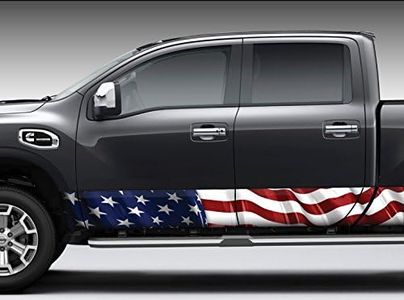 American Flag Waving Rocker Panel Graphic Decal Wrap Kit for Truck SUV (12 inch x 24 Foot)