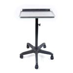 KinHall Rolling Salon Tray - with Wheels and Adjustable Height, Aluminum Tattoo Tray Trolley Equipment, Mobile Haircut Beauty Salon Spa Stool Serving Instrument Storage Tray - Silver