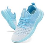 FUJEAK Mens Road Running Shoes Athletic Walking Tennis Shoes Non Slip Lightweight Sneakers Casual Gym Shoes Lightblue