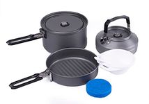 Fire-Maple Feast 2 Camping Cookware Set | Outdoor Cooking kit with Pot Kettle Pan Bowls and Spatula | Kitchen Utensils for 1 to 3 People Backpacking Trekking Hiking Fishing Picnic