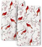 Bapcoku Kitchen Towels Cardinal Bird Red Berry Christmas Decor Absorbent Dish Cloths with Hanging Loop Tea Hand Towels Home Decor (2 Pack, 16x24 in)