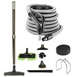 VPC Central Vacuum Accessory Kit Low-Voltage Silver Hose | Telescopic Wand with Deluxe Tool Set | Handle with On/Off Button with Bonus Tools