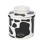 Butter Bell - The Original Butter Bell Crock by L Tremain, a Countertop French Ceramic Butter Dish Keeper for Spreadable Butter, Cow Pattern, Black & White