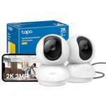 Tapo C210 2-Pack 2K 3MP Pan/Tilt Indoor Security Camera, WiFi Camera, AI Detection, Baby Monitor, Pet Camera,Dog Camera, 360° View, Night Vision, No Monthly Fee, Local Storage, Works with Alexa/Google