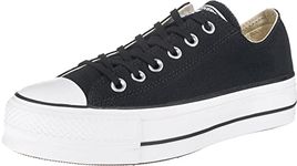 CONVERSE Women's Chuck Taylor All Star Metallic Platform Low Top Sneaker, Black/White/White, 9