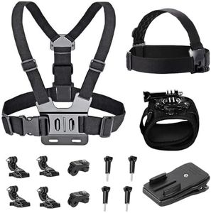 Head Mount Strap Chest Mount Harness Backpack Clip Wrist Strap Mount Action Camera Accessories Kit Compatible with Gopro Hero 13 12 11 10 9 8/Insta360 X4 X3/AKASO EK7000/Brave 4/Brave 7/V50X/Apexcam