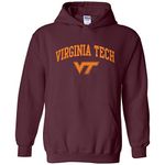 NCAA Officially Licensed College - University Team Color Arch Logo Hoodie, Virginia Tech Hokies Maroon, 3X-Large